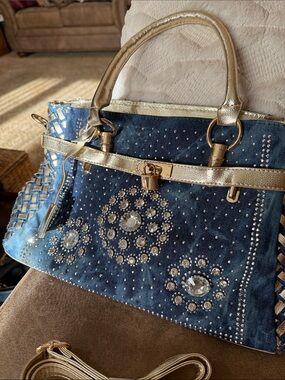 Dark Blue Bag with Bling